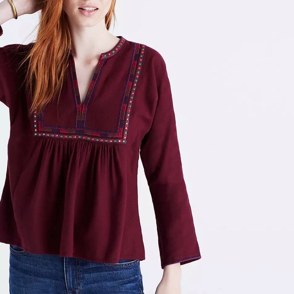 Madewell Embroidered Bohème Popover Shirt - Picture 2 of 7